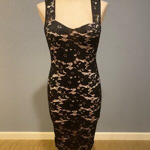 January 7 Black and Cream Lace Dress